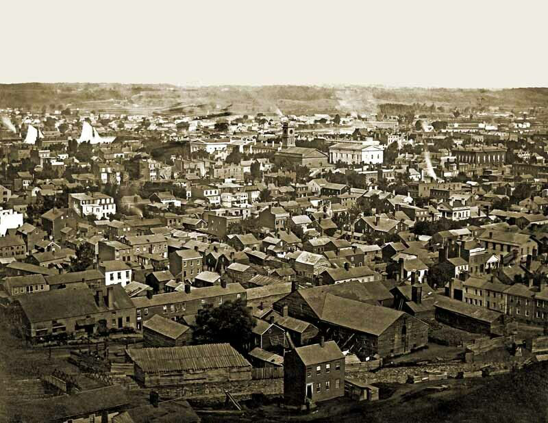 Arial View of Troy NY, Rensselaer County 1861