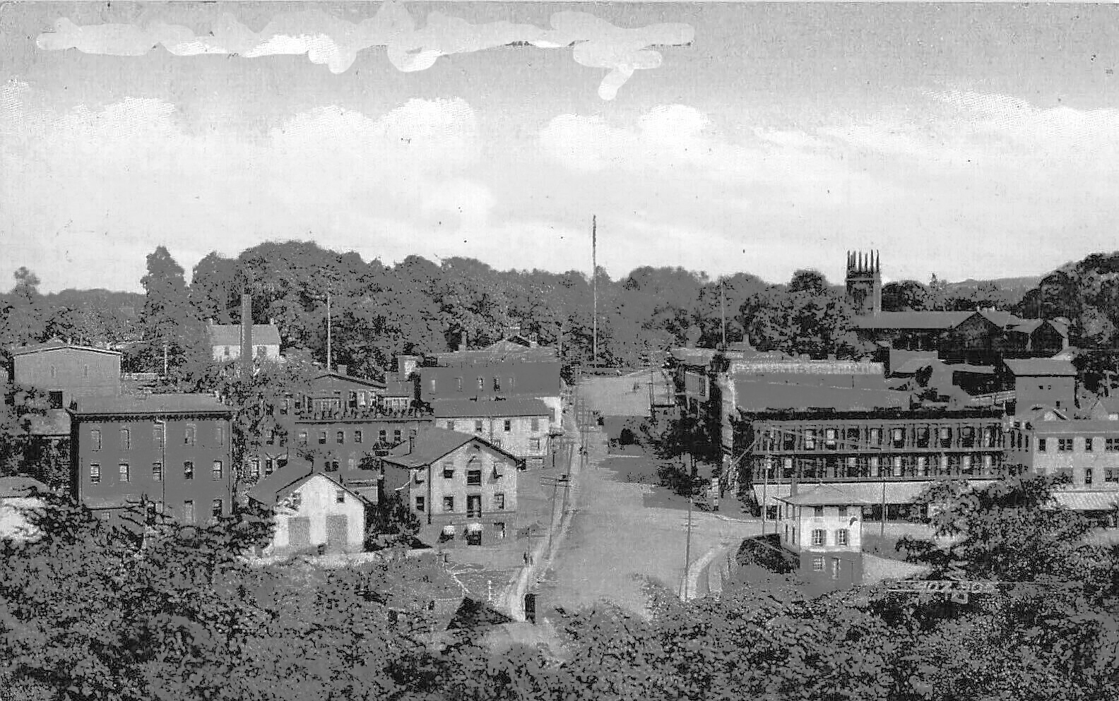 Bird's Eye View of East Main Street, Wappingers Falls NY, Dutchess County 1908