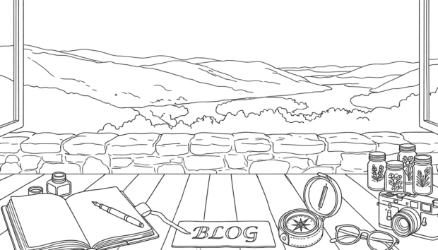 Hudson Sojourner Blog - an open window looking out on the Hudson River with pen and paper on a desk