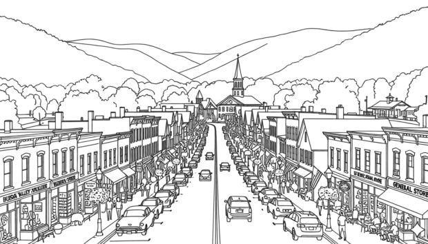 Hudson Valley Main Street Line Art