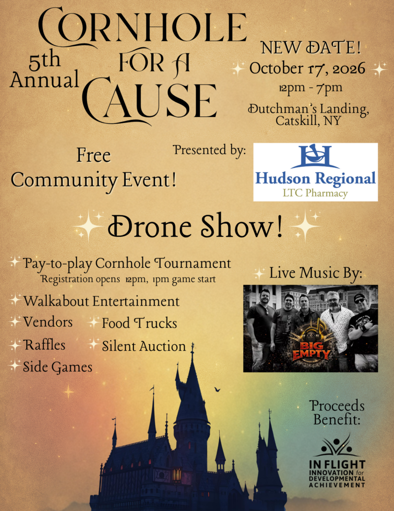 NEW DATE - In Flight's 5th Annual Cornhole for a Cause and Community Festival - Flyer
