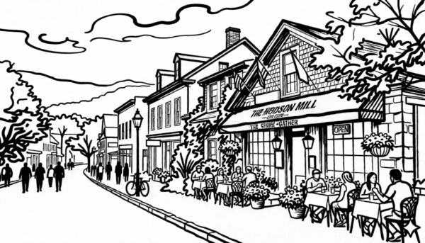 Restauran on a street in quaint Hudson Valley village