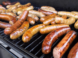 Sausages on a grill