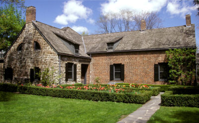 Exterior rear view of the Senate House in spring