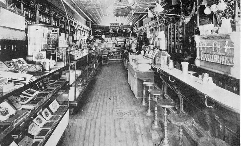 South Side Drug Store, Market Street, Poughkeepsie NY, Dutchess County c1909