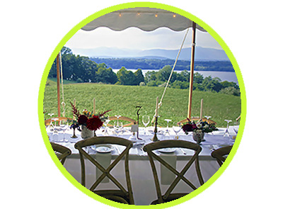 Wedding reception overlooking the hudson river.